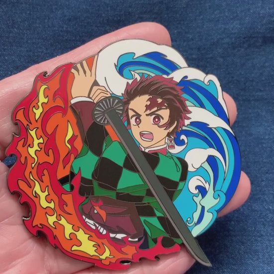  Demon Slayer 3" enamel pin - Tanjiro Kamado fanart pin badge- zeneypins video