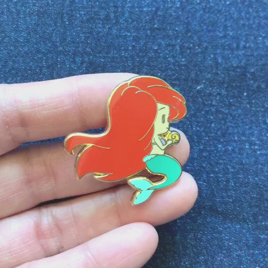 Chibi Ariel the Little Mermaid, Disney, inspired enamel pin video