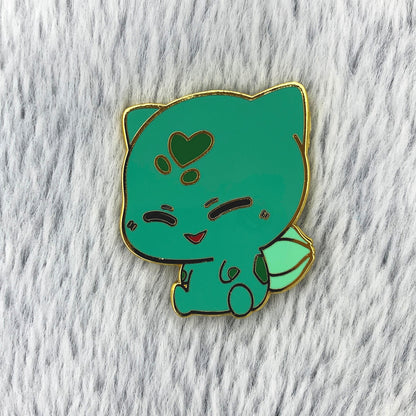 Pokemon: Bulbasaur chibi 1.6" fanart enamel pin - zeneypins