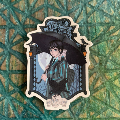 Wednesday Addams, Addams Family, Nevermore 3" fanart sticker - zeneypins